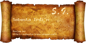 Sebesta Irén névjegykártya