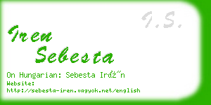 iren sebesta business card